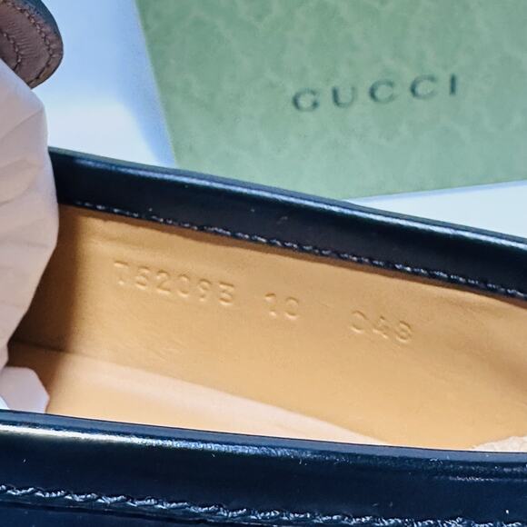 Gucci Interlocking G Chain 10/ US 10.5 Loafers Black Leather Lug Sole Shoes NIB - Picture 14 of 16